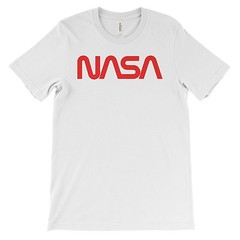 NASA T-Shirt. Large Text Logo. Tee on Black White or Gray. Space Astronaut NEW