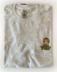 Mens Heavy Cotton TShirt SAAB ‘Made in Trollhättan…’ & Embroidered Sleeve Grey