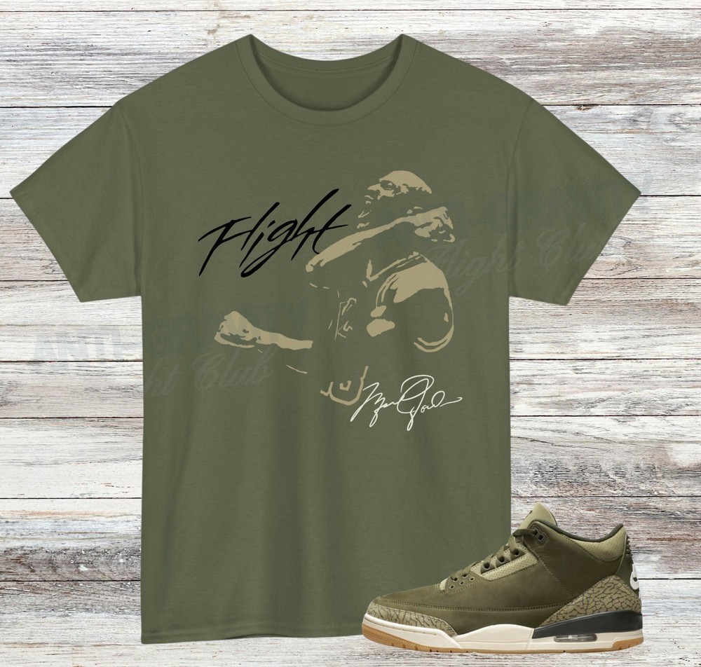Jordan 3 Family Affair Sneaker Match Shirt, Medium Olive, Sail Neutral Olive