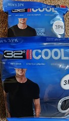NIP 32 Degrees Men’s SZ Med Cool Tee, 3 Pkg Black Crew Neck