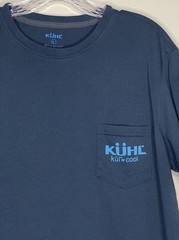 KUHL Wildfibre Shirt Graphic Logo Tee Men’s Large Blue Cotton Hiking Gorpcore