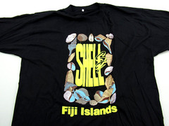 VINTAGE Fiji T-Shirt Adult XL Shells Graphic Short Sleeve Beach Black Seashells