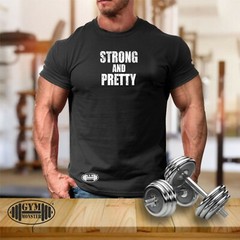 Strong and Pretty T Shirt Gym Clothing Bodybuilding Training Workout Boxing Top