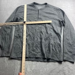 Wool & Prince Mens Merino Wool Blend Long Sleeve Henley Shirt Gray Size L