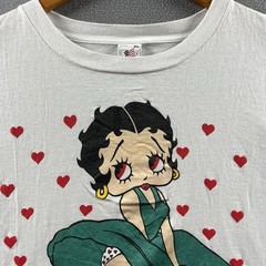 Vintage Betty Boop Shirt Mens XL White Single Stitch 90s Boxy Fit AOP Hearts