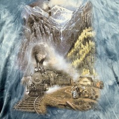 Vintage 2003 The Mountain T-Shirt Mens Large Train Nature Tie Dye Short Sleeve