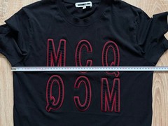 MCQ Alexander McQueen Men’s Black Flocked Logo Graphic T-Shirt Red Outline Sz L