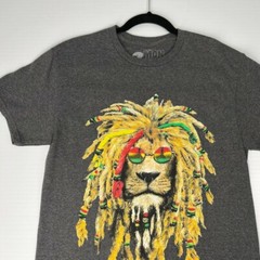 2 Monkeys Shirt Men Medium Reggae Lion Rasta Dread Sunglass Work Party Core Ex