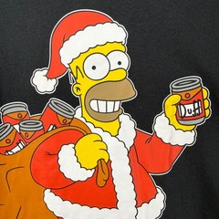 The Simpsons Homer Santa Claus Duff Beer Christmas T-Shirt Black Unisex Medium