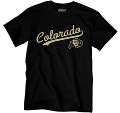 Blue 84 Mens Colorado Buffaloes T-Shirt Cursive Team Color Team Color Small