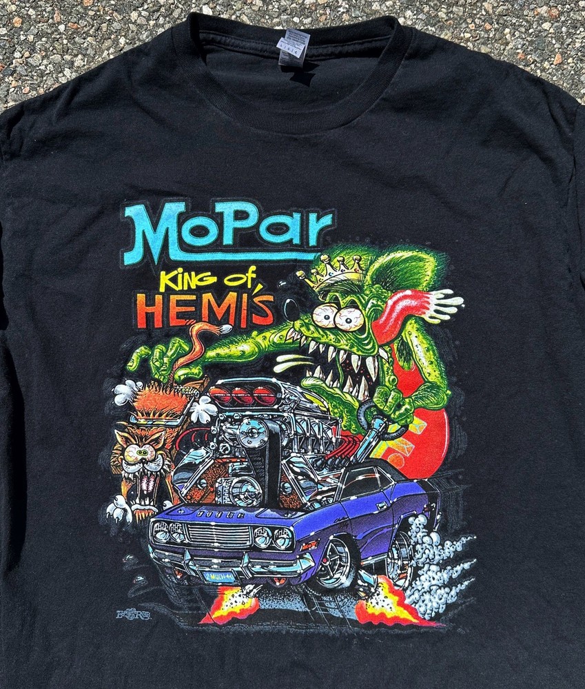 MOPAR RAT FINK KING OF HEMIS Graphic Tee Mens LARGE Hot Rod Shirt