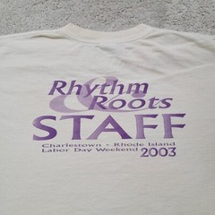 Rhythm and Roots Staff T Shirt 2003 Adult XL Charleston RI Bluegrass Festival