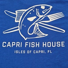 Isles of Capri Fish House FL Blue Short Sleeve Cotton Blend T-Shirt Men’s L