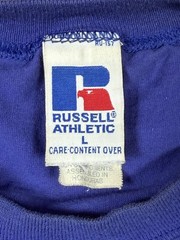 Vintage Russell Athletic T-Shirt Large Royal Blue High Cotton Pocket 90s