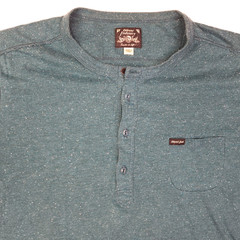 Diesel Industry Short Sleeve Knit Henley Shirt Green Blue Speckled Men’s Large