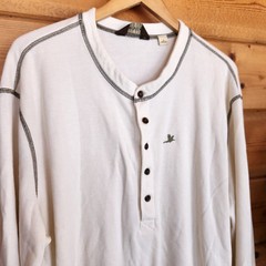 Orvis Henley Thermal Shirt Waffle Knit Long Sleeve Pullover Embroidered Size XL