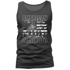 AMERICAN WARRIOR DISTRESS FLAG Military Patriotic Graphic Tank Top