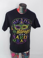 Beads And Bling Its A Mardi Gras Thing Tee T-Shirt Size Large