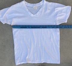 Vintage Two Guys White V Neck T Shirt Combed Cotton Size M Single Stitch
