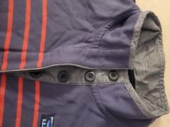 L.L.Bean womens M Regular Henley Long Sleeve Striped T-Shirt Blue Red Gray