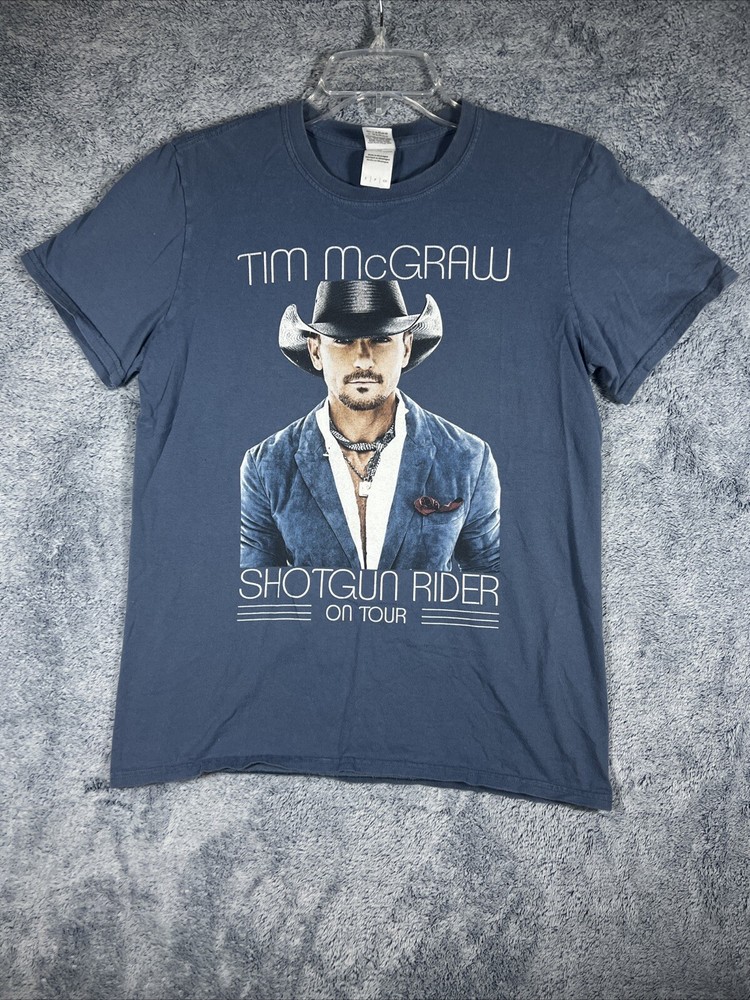 Tim McGraw Shotgun Rider On Tour/Sundown Heaven Town Blue T-Shirt Size S