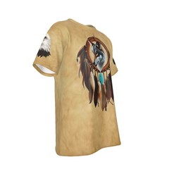 Native American Indian Wolf T-shirt/Dreamcatcher/Men/Women, Front & Back Image.