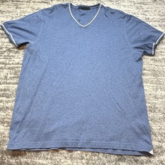 Raffi Shirt Mens 2XL Blue Trim V Neck Tee 100% Cotton Soft Lightweight