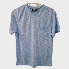 Men’s Light Blue V-Neck T-Shirt Pocket Fitted Stretch Casual Tee Size M NWOT