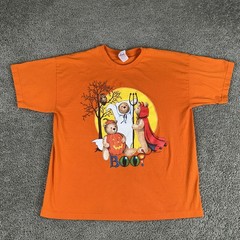 VINTAGE Atlas Sportswear Shirt Mens XL Orange Halloween Teddy Bear Graphic