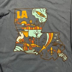 Comfort Colors Louisiana State Graphic Long Sleeve T-Shirt Blue Mens Large