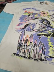 Variety Surfing T Shirt Single Stitch Puff Print White One Size USA Made Vintage