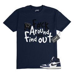 1 Midnight Navy Black White Sail Retro High OG T Shirt to Match FCK Jordan