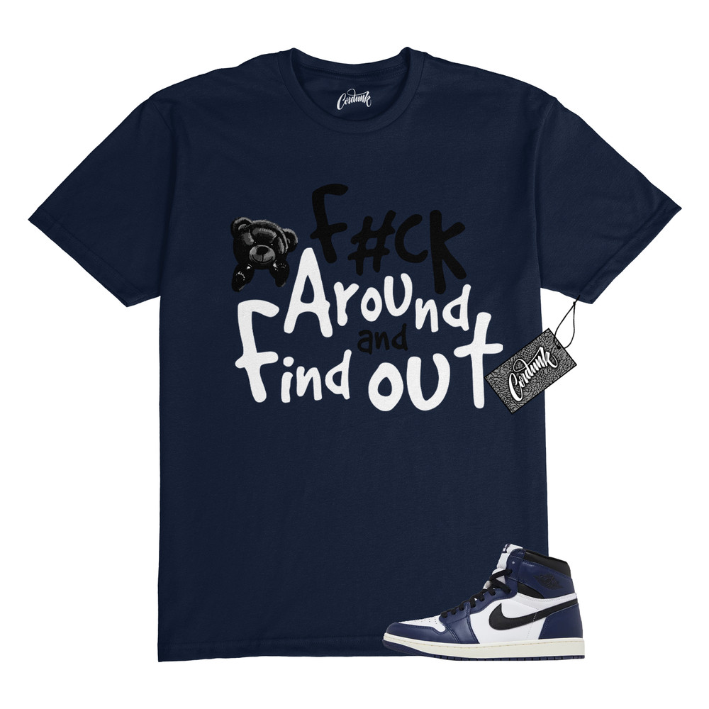 1 Midnight Navy Black White Sail Retro High OG T Shirt to Match FCK Jordan