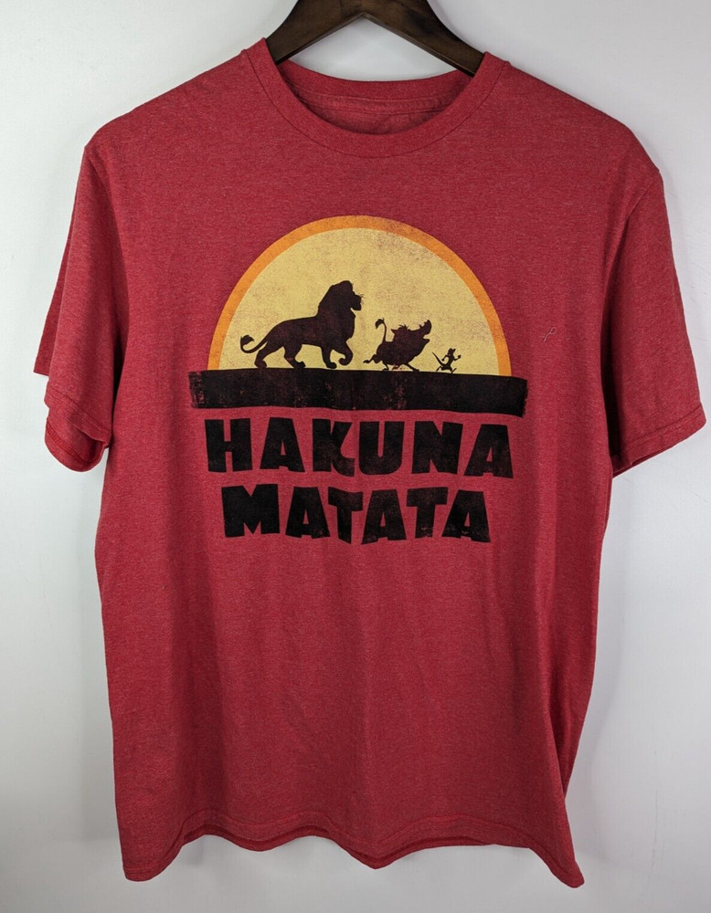 Disney Red Lion King Hakuna Matata Short Sleeve Simba T-Shirt Men’s Large