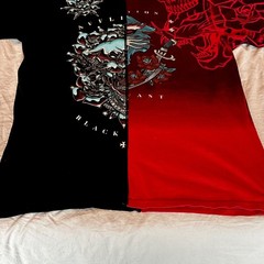 Affliction Black Label Men/Unisex Skull Graphic T-Shirt Black/Red Crew Neck XL