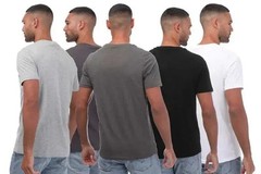 Nicce Men’s 5 Pack 100% Cotton T-Shirts – White/Dark Grey/Grey Marl/Black/Charco