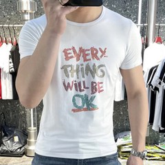 New Men Luxury Rhinestones Fashion Diamonds Black White T-Shirt High Quality