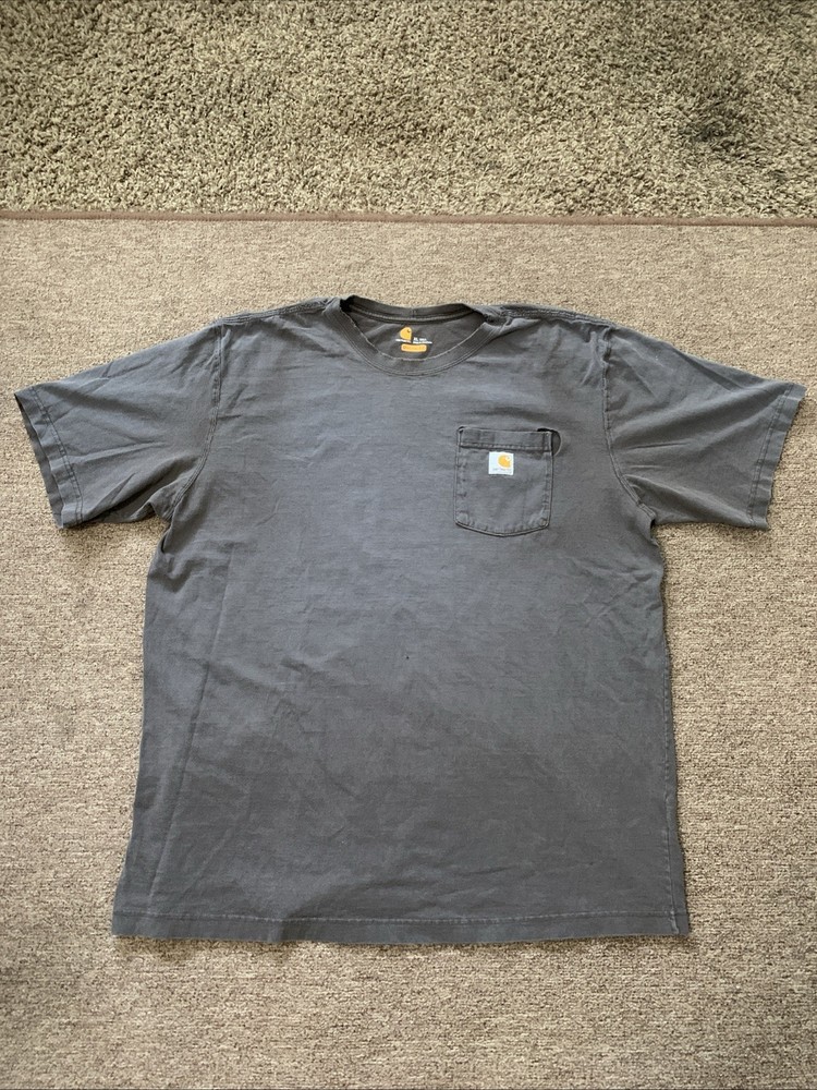 Sun Faded Distressed Carhartt K87-DKB Pocket T-shirt Workwear Size XL