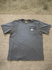 Sun Faded Distressed Carhartt K87-DKB Pocket T-shirt Workwear Size XL