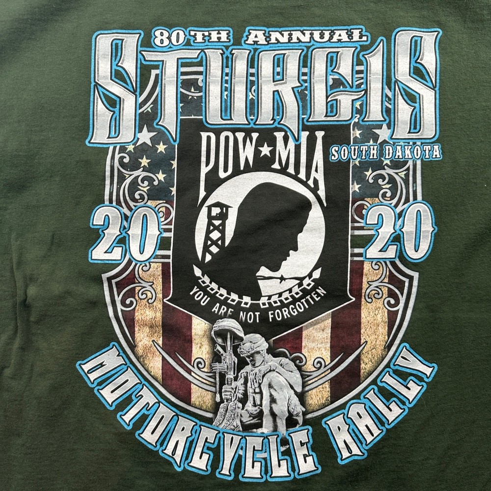 Sturgis 2020 Black Hills Bike Rally 80th Anniversary POW MIA Men’s T-Shirt (3XL)