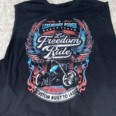 Biker T Shirt SZ 3XL BLK Let Freedom Ride Legendary Power Custom Built to Last