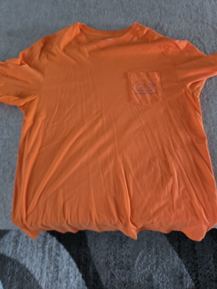 Vineyard Vines Short Sleeve Pocket Crew Tee Orange Large