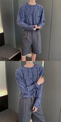 Men’s Distressed Long Sleeve T-Shirt Harajuku Aesthetic Ripped Pullover Top