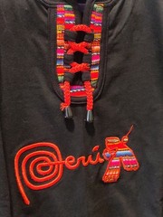 NWT Peru Souvenir Nazca Geoglyph Bird Shirt Lace Collar Peruvian Large