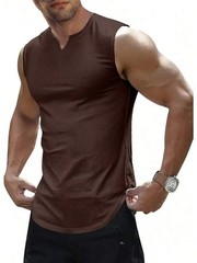 Men’s Slim Knitted Fit Ribbed Tank Top Sleeveless V-Neck Shirt Athletic Gym Tee
