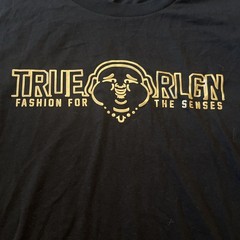 True Religion T-Shirt Men’s 3XL Black Gold Letter Casual Streetwear NWT