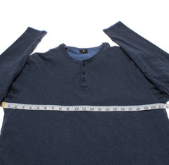Left Coast Tee NWOT Reversible Long Sleeve Henley T-Shirt Size L in Blue Cotton