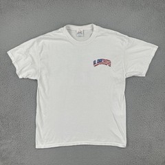 Vintage Hanes Heavyweight 50/50 Large White T Shirt 9-11-01 God Bless America