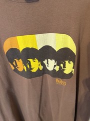 Vintage Y2K The Beatles T Shirt L Brown Rubber Soul Graphic Band Tee Apple Corps