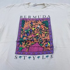 vintage 90s BERMUDA STYLE T-Shirt L/XL neon beach surf